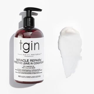 tgin Miracle RepaiRx Protective Leave In Conditioner with product swatch