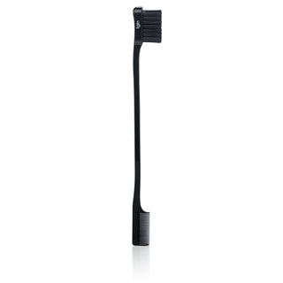 Black tgin Smooth & Style Baby Hair Edge Brush with a bristle brush on one end and a comb on the other