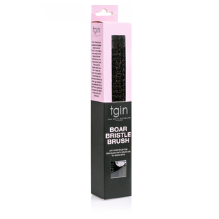 tgin Boar Bristle Brush in its pink and black box, angled view showing side panel text