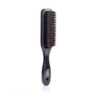 tgin Style & Shine Boar Bristle Brush with black handle, side view of the bristles
