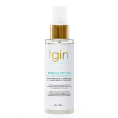 tgin Miracle Styling heat protectant spray bottle, front