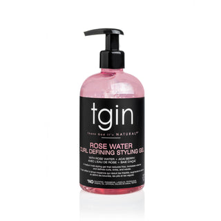 tgin Rose Water Curl Defining Styling Gel pump bottle