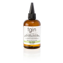 tgin Tea Tree & Olive Oil Detoxifying Hair & Scalp Serum, 4 fl oz amber bottle with nozzle cap