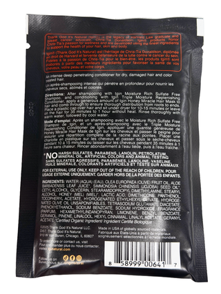 Back of black tgin product packet
