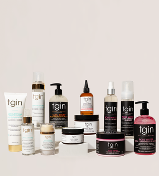 Full lineup of tgin hair care products, mobile