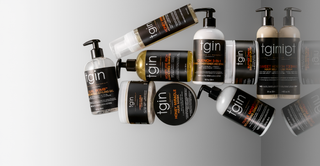 tgin hair products floating on a gray background
