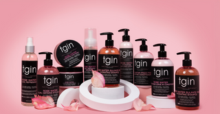 tgin Rose Water Collection products on pink background