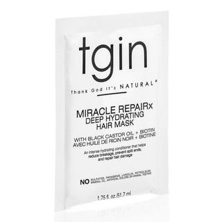 tgin Miracle RepaiRx Deep Hydrating Hair Mask packet, angled view