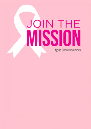 Join the Mission, tgin Foundation banner with a white awareness ribbon on pink, mobile