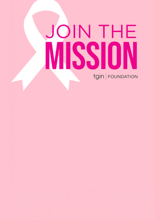 Join the Mission, tgin Foundation banner with a white awareness ribbon on pink, mobile