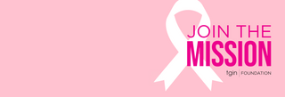Join the Mission, tgin Foundation banner with a white awareness ribbon on pink